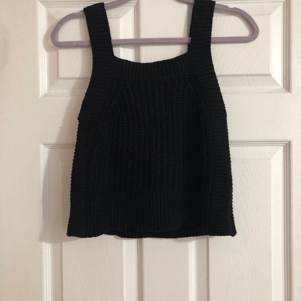 Aritzia Wilfred Black Caumont Knit Top with Linen -nwot